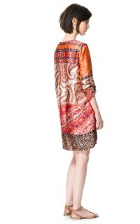 New Womens European Fashion Luxury Print V Neck Loose Long Sleeve Dress B2301