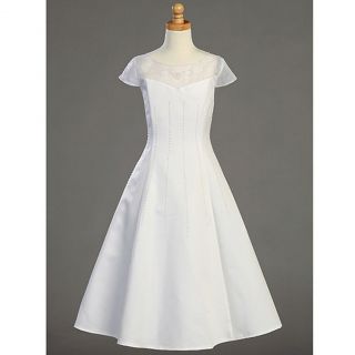 Lito Girl White Organza A Line Tea Length First Communion Dress 8
