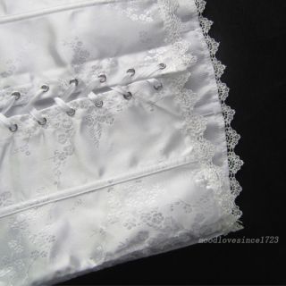 New Sexy Women's Lace Up Corset Bustier G String Lingerie Underwear White J