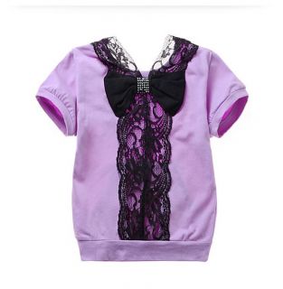 New Baby Kids Girls T Shirt Short Pants Set Clothes Violet Suit Size 3 6T）