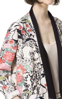 New Womens European Fashion Flower Print Loose Fancy Casual Coat Jacket B2242C