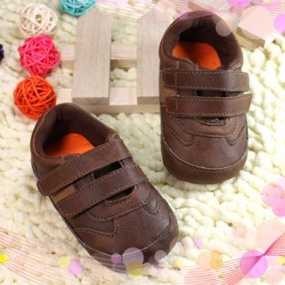 Kids Children Infant Toddler Baby Boy Brown Walking Velcro Shoes Size 3 New