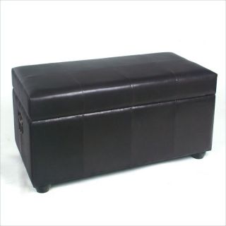 International Caravan Carmel Faux Leather Bench Trunk in Chocolate   YWLF 2186 DC