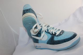 Nike Men Air Force One 1 Baby Blue Snake Skin Shoes Sneakers Size 7 5