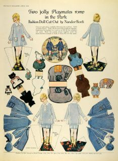 1926 Print McCalls Fashion Doll Cut Outs Children Frock Dress Clothing Hats