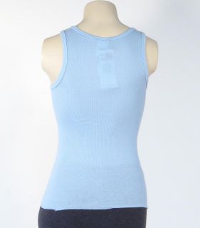 Tommy Hilfiger Signature Blue Stretch Ribbed Knit Tank Womans