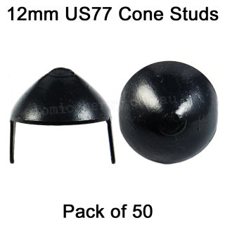 50 US77 Cone Studs Black Punk Gothic Jacket Belt Leather Metal Spike Retro Craft