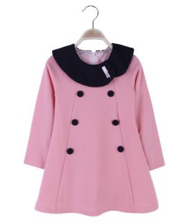 Size 2 7Y New Casual Girls Clothing Kids Long Sleeve Lotus Leaf Collar Dress