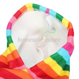 Pet Dog Warm Clothes Winter Strawberry Rainbow Hoodie Apparel Sweater Stripe New