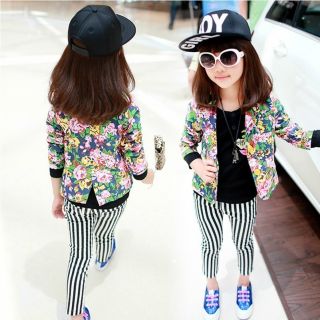 Trendy Toddlers Girls Floral Print Small Suit Korean Style Jacket Kids Coat 2 7Y