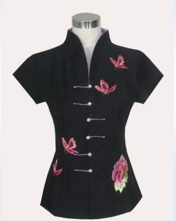 Chinese Women's Top Dress T Shirt Black Sz M L XL XXL XXXL