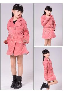 Pretty Korean Style Kids Toddlers Double Breasted Baby Girls’ Wind Coat Belt