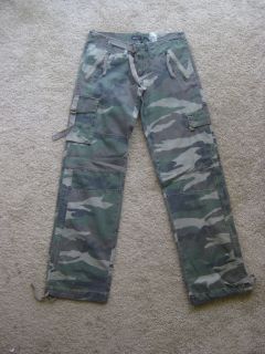 Womens Juniors Army Camouflage Camo Drawstring Cargo Capris Green Pants Large
