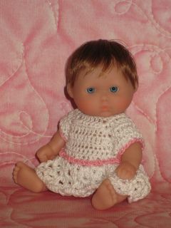 OOAK Berenguer 5" Itsy Bitsy Baby Girl Doll Hair Wig Pink White Crochet Thread
