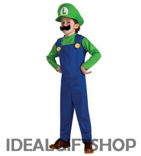 Boy's Mario Luigi Costumes Book Week Fancy Dress Super 80's Game Plumber Child
