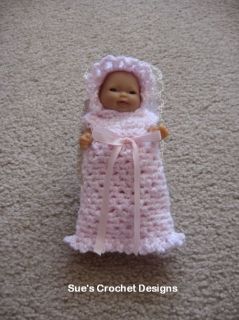 Crochet Girl's Nightgown Set for The 5" Berenguer Itty Bitty Baby Doll