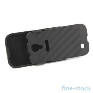 Black Belt Clip Holster Hard Case w Adjustable Stand for Samsung Galaxy S4 I9500