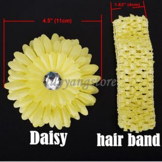Baby Girl Children Crochet Headband Daisy Flower Hair Accessory Bow Clip 9 Color