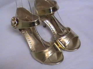 Girls Gold Dress Shoes Pageant Heels T 10 YT Sz 11