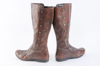 Born Sage 11 M Walnut Brown Knee High Boot Button Round Toe Flat Shoe $190