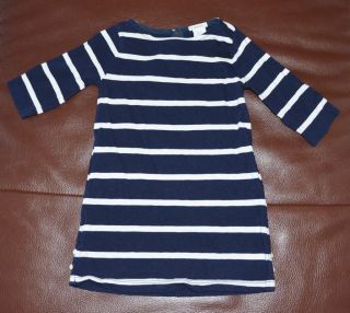 J Crew Crewcuts Girls Toddler Boatneck Tee Dress Navy Stripe 3T 36
