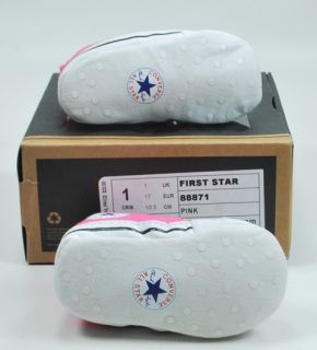 Converse Crib Pink White My First All Star Chucks Baby Botties Soft Bottom 88871