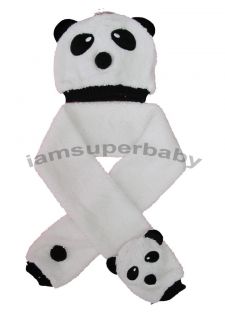 Baby Toddler Winter Warm Animal Panda Scarf Hat Beanie Cap Set