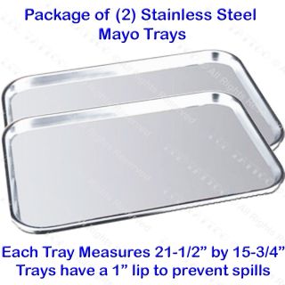 2 Extra Large 21 1 2" x 15 3 4" x 1" Tattoo Stainless Steel Tray Salon Equipment