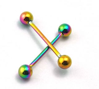5pair Mixed Color Size Stainless Steel Tongue Nipple Barbell Piercing Rings MA24
