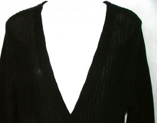 Ralph Lauren Black Linen Long Duster Jacket Womens Size Large L Wrap Styler
