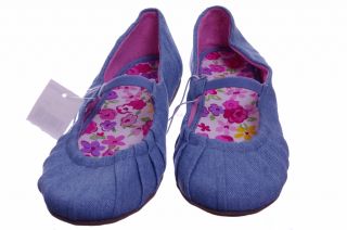 Girls Blue Jean Denim Dress Shoes Mary Jane Easter Slip on Summer 13 1 2 New