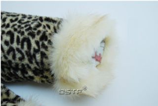 Hot Girl Baby Lapel Faux Fur Leopard Print Coat Kids Winter Warm Jacket Snowsuit