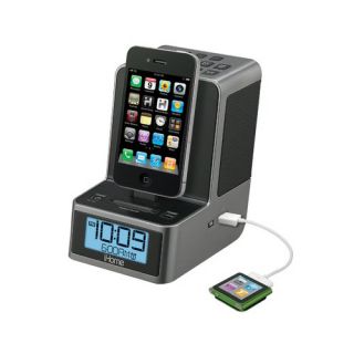 iHome iPad iPhone iPod Dock Dual Alarm Clock Am FM Radio Gunmetal Gray New 2012
