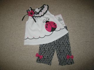 New "Fancy Ladybug Daisy" Capri Girls Clothes 12M Spring Summer Boutique Infant