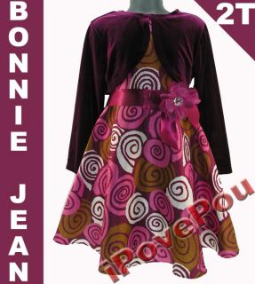 New Bonnie Jean Kids Girl Pink Gold Jacket Dress 2T