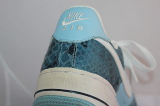 Nike Men Air Force One 1 Baby Blue Snake Skin Shoes Sneakers Size 7 5