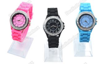 New Classic Gel Silicone Crystal Men Lady Jelly Watch Gifts 5 Colors