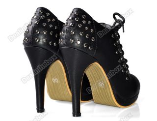 Vogue Women's Rivets Platform Stiletto Super High Heel Shoes Ankle Boots