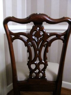 Set of 8 Maitland Smith Ornate Carved Chippendale Dining Chairs from Henredon