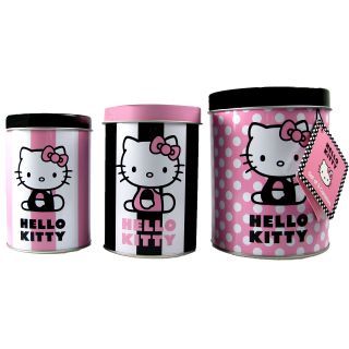 Hello Kitty Set of 3 Pink Black White Nested Storage Jar Canisters
