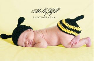 Cute Baby Infant Hand Knitted Bees Costume Photo Photography Prop Newborn L23
