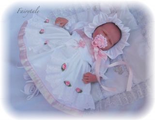 Details about FAIRYTALE NEWBORN BABIES FRILLY DRESS & BONNET REBORN 18