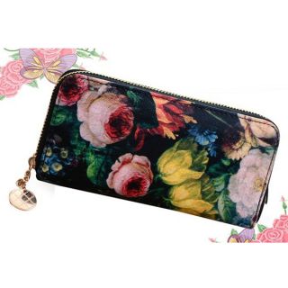 Fashion Lady Women Purse Printed Oil Painting Long Designer Leather Wallet Hot