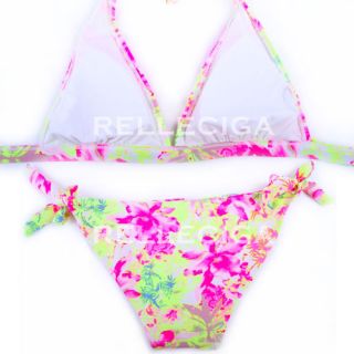 Sexy Vivid Floral Swimwear Bikini Set Halter Padded Push Up Swimsuit Hawaii Hot