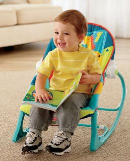 Fisher Price Infant Toddler Baby Rocker Seat Chair w Toys Vibrates Dark Safari