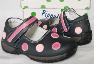 Pipsqueaks Pippytoes Navy Blue Pink Dot Mary Jane 7 New