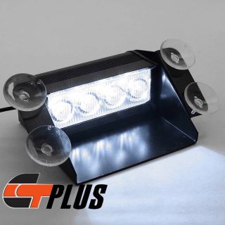 4 LED Emergency Light Dashboard Flashing Lamps w Suction Cups Cooling White Hot