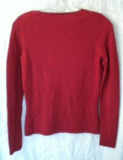 Ann Taylor Women's Brick Red 100 Cashmere V Neck Sweater s Small