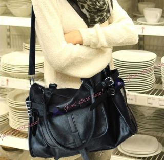 New Women Faux Leather Belt Decorative Buckle Retro Purse Handbag Shoulder Bag