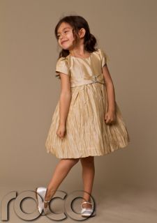 Baby Girls Gold Champagne Flower Bridesmaid Party Fancy Summer Dress 6M 36M UK